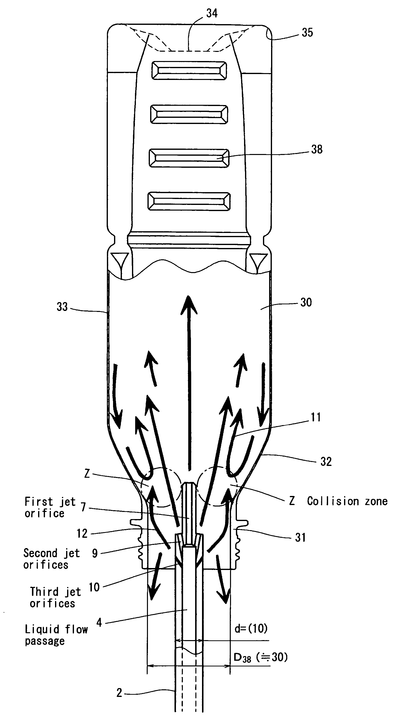 Bottle washing nozzle