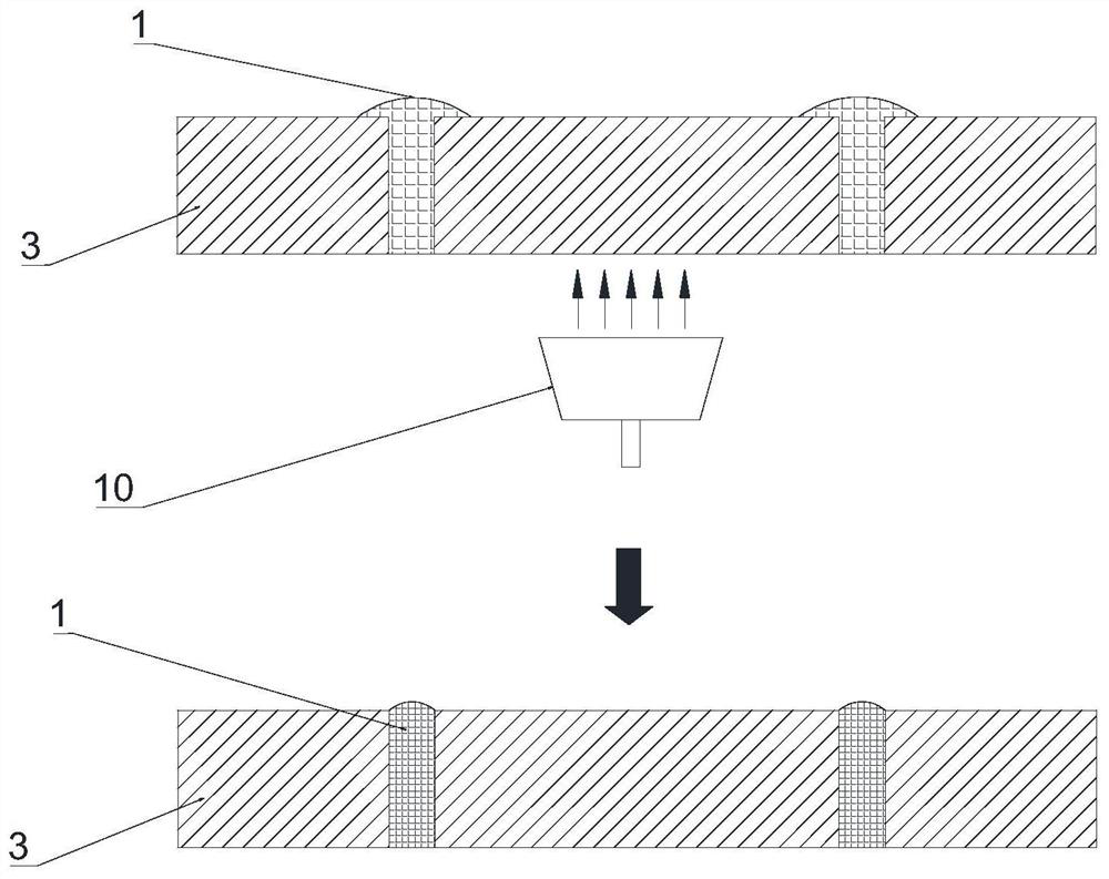 Tightening treatment method for micro-nano metal paste filling hole and micro-hole filling process