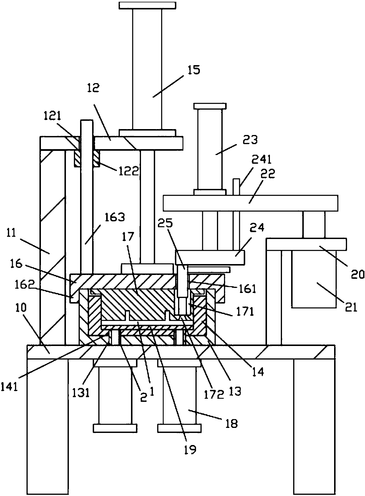 Upper compression automatic rotary casting mechanism