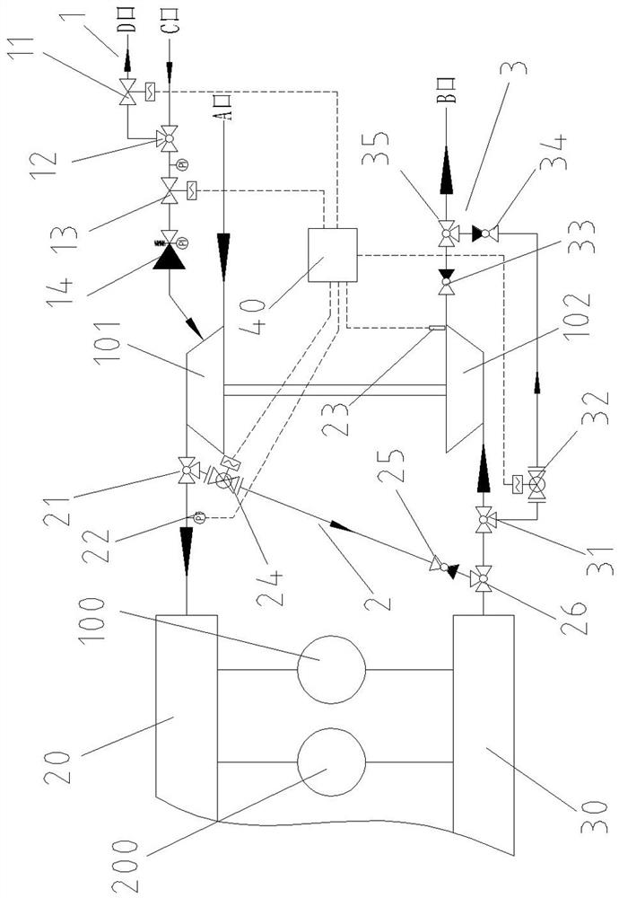 Adjustable intake and exhaust device of marine medium-speed diesel engine