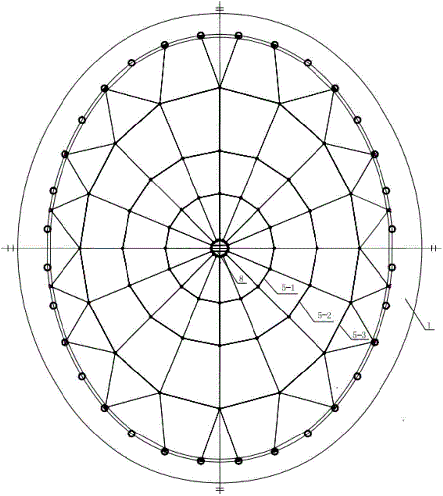 Combined-type cable dome structure for elliptic plane with unequal-height boundary