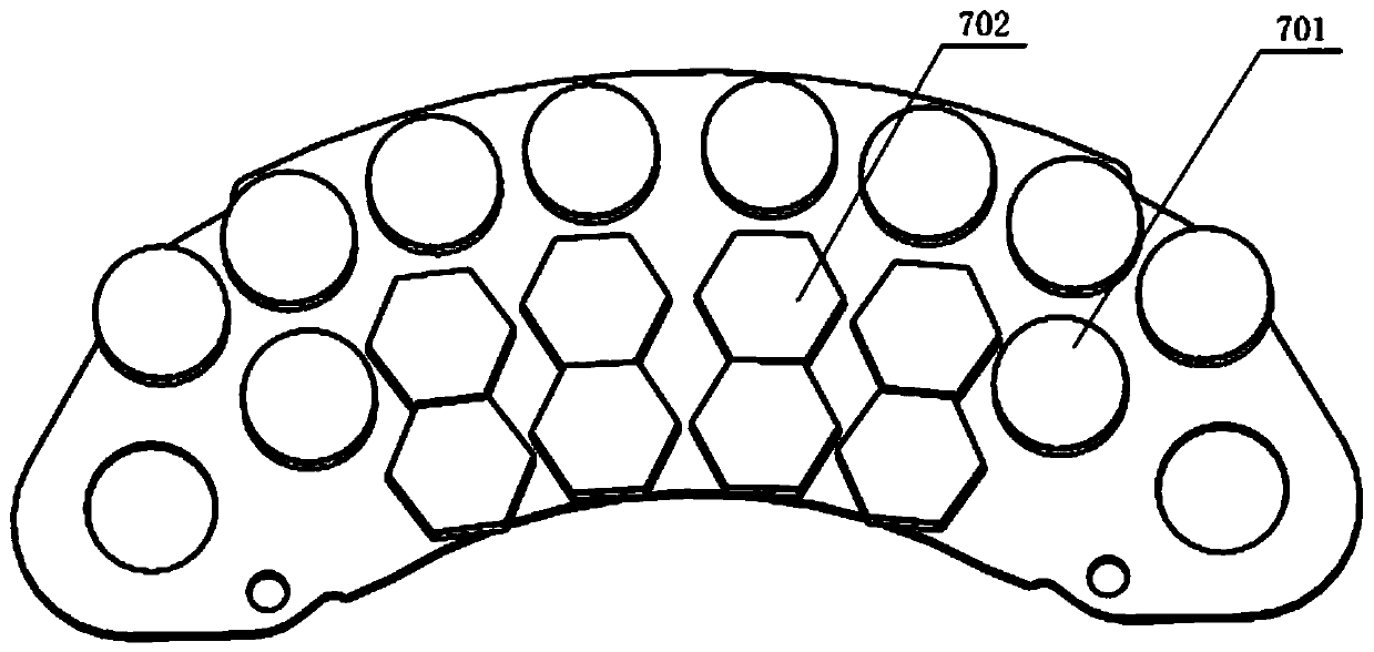 High-speed train brake pad for optimizing friction particle combination and installation modes