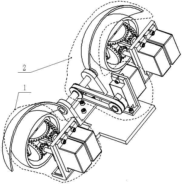 Bevel gear differential-motion human eye movement imitating mechanism