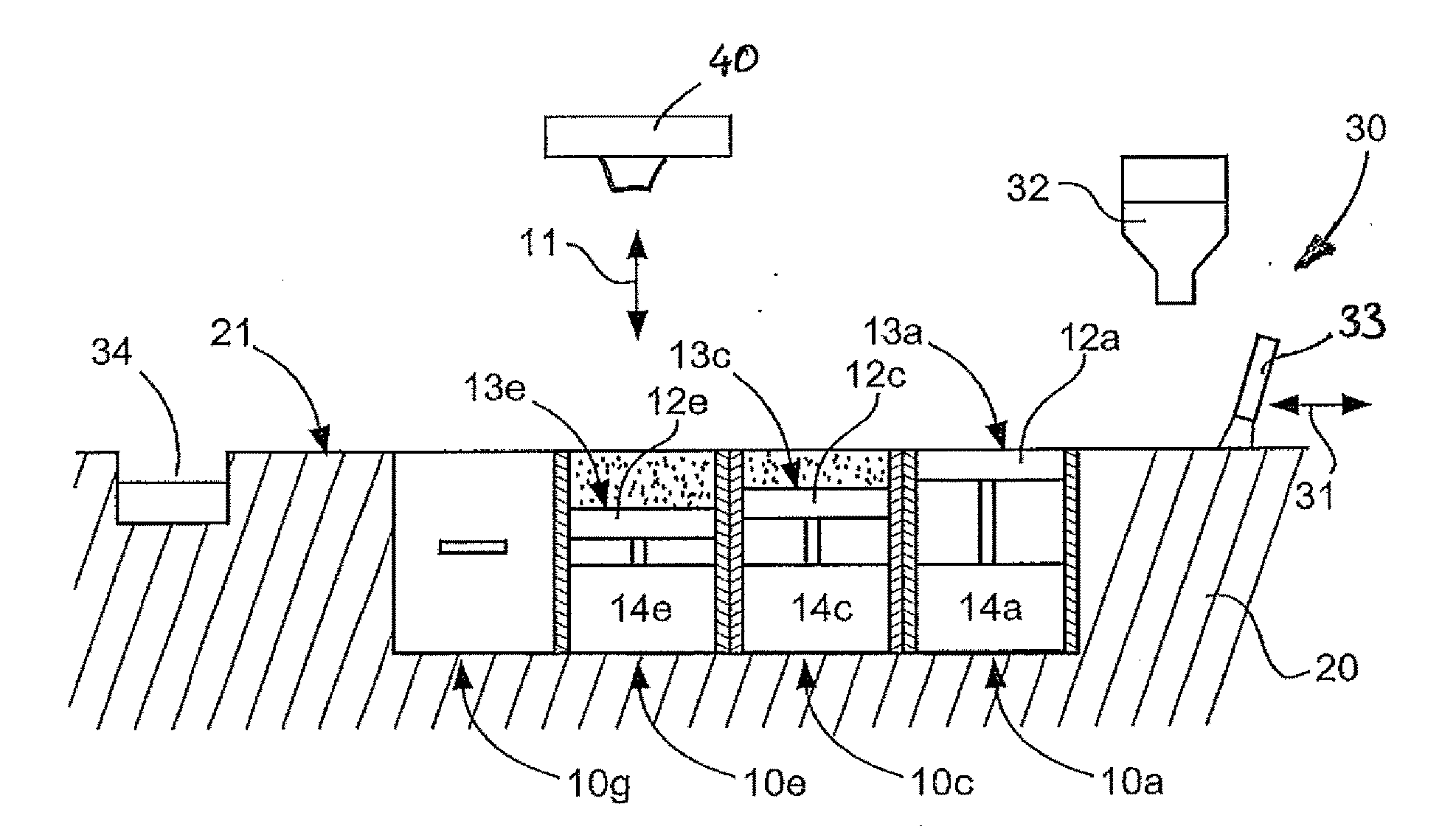 Device for the generative manufacturing of three-dimensional components