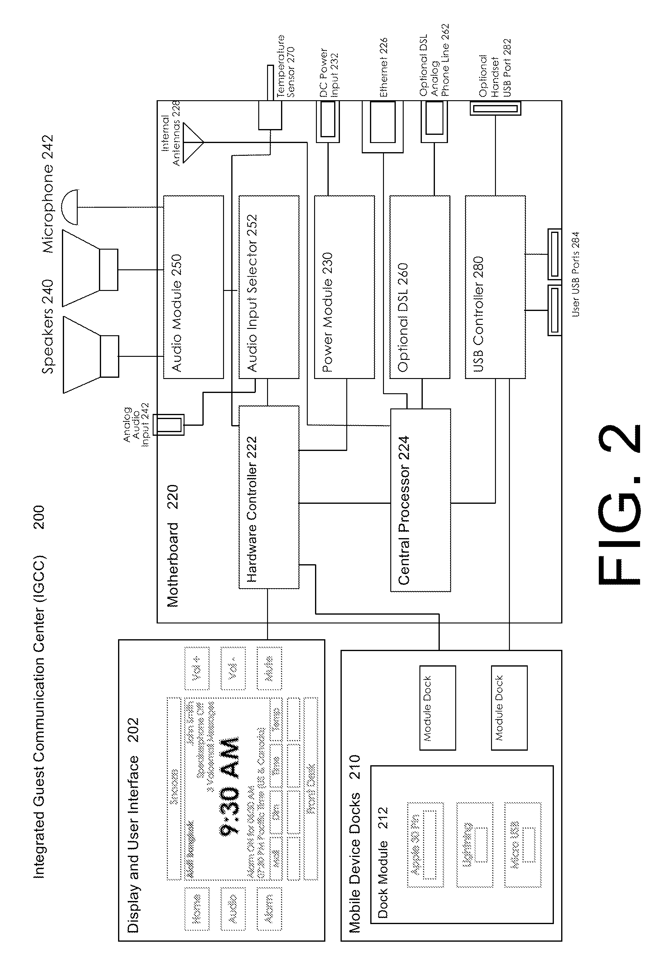 Integrated communication center for hotel guests