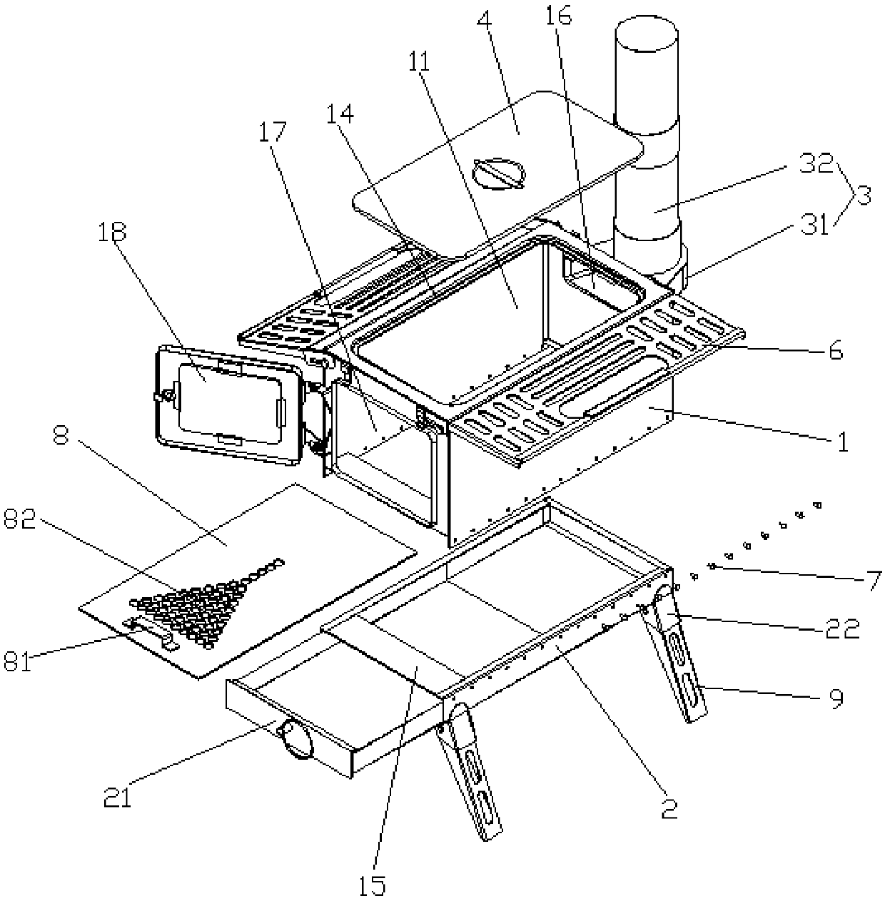 Outdoor multi-purpose tent heating wood stove