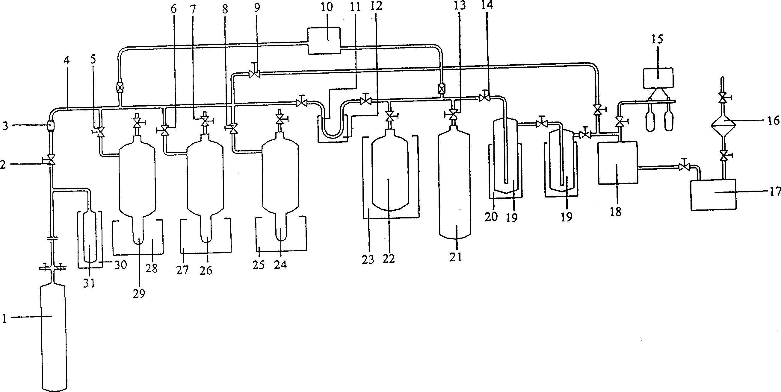 Method for preparing radioactive 125I and intermittent circulation loop device