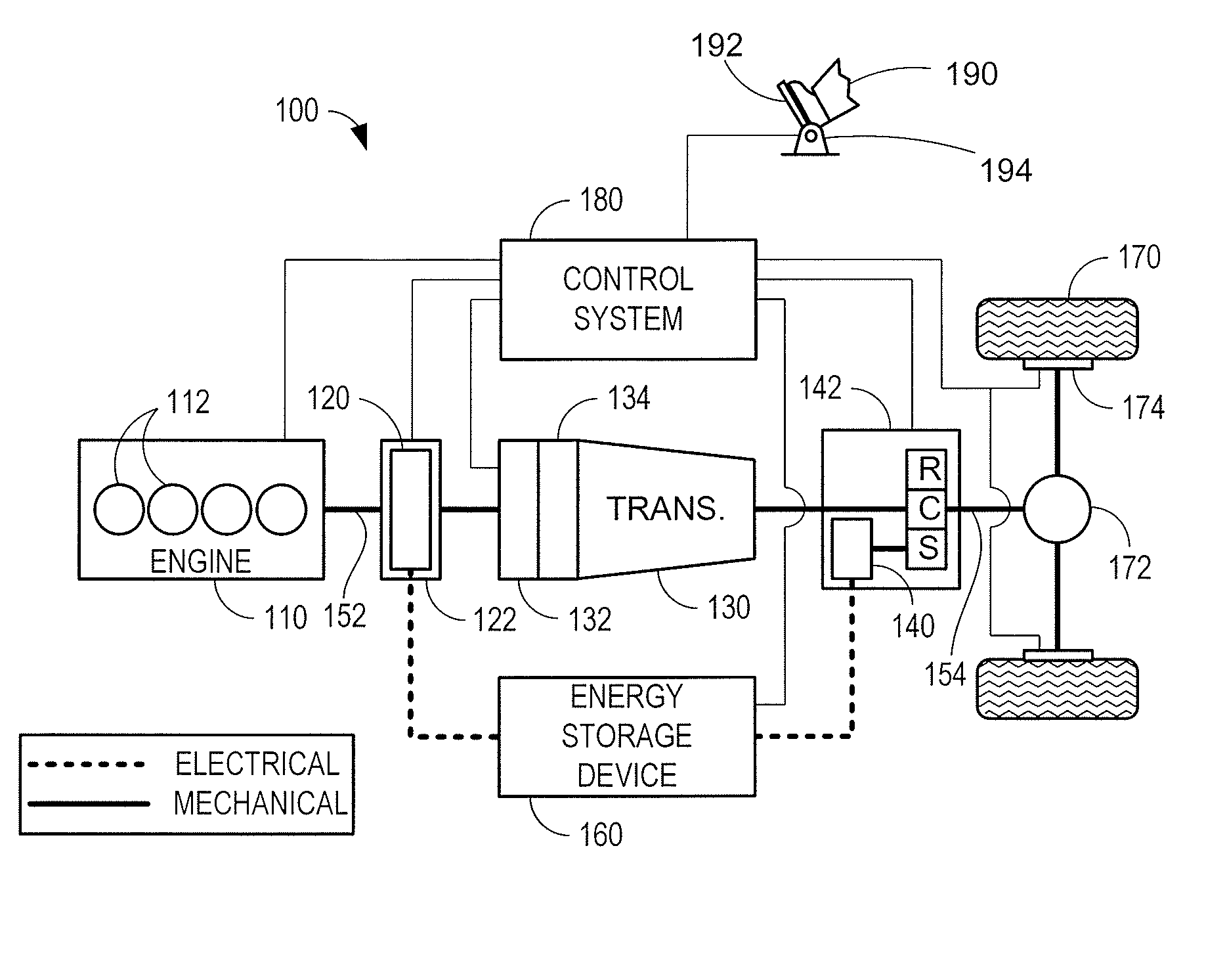 Negative driveline torque control incorporating transmission state selection for a hybrid vehicle