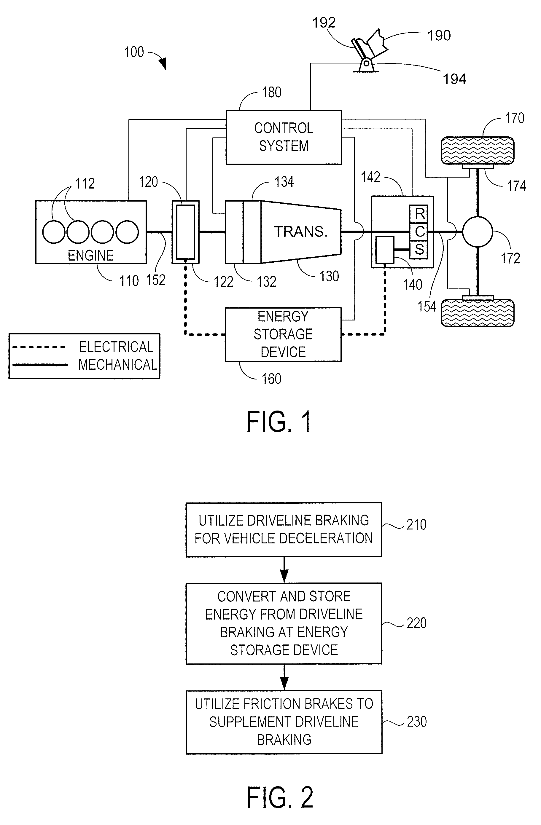 Negative driveline torque control incorporating transmission state selection for a hybrid vehicle