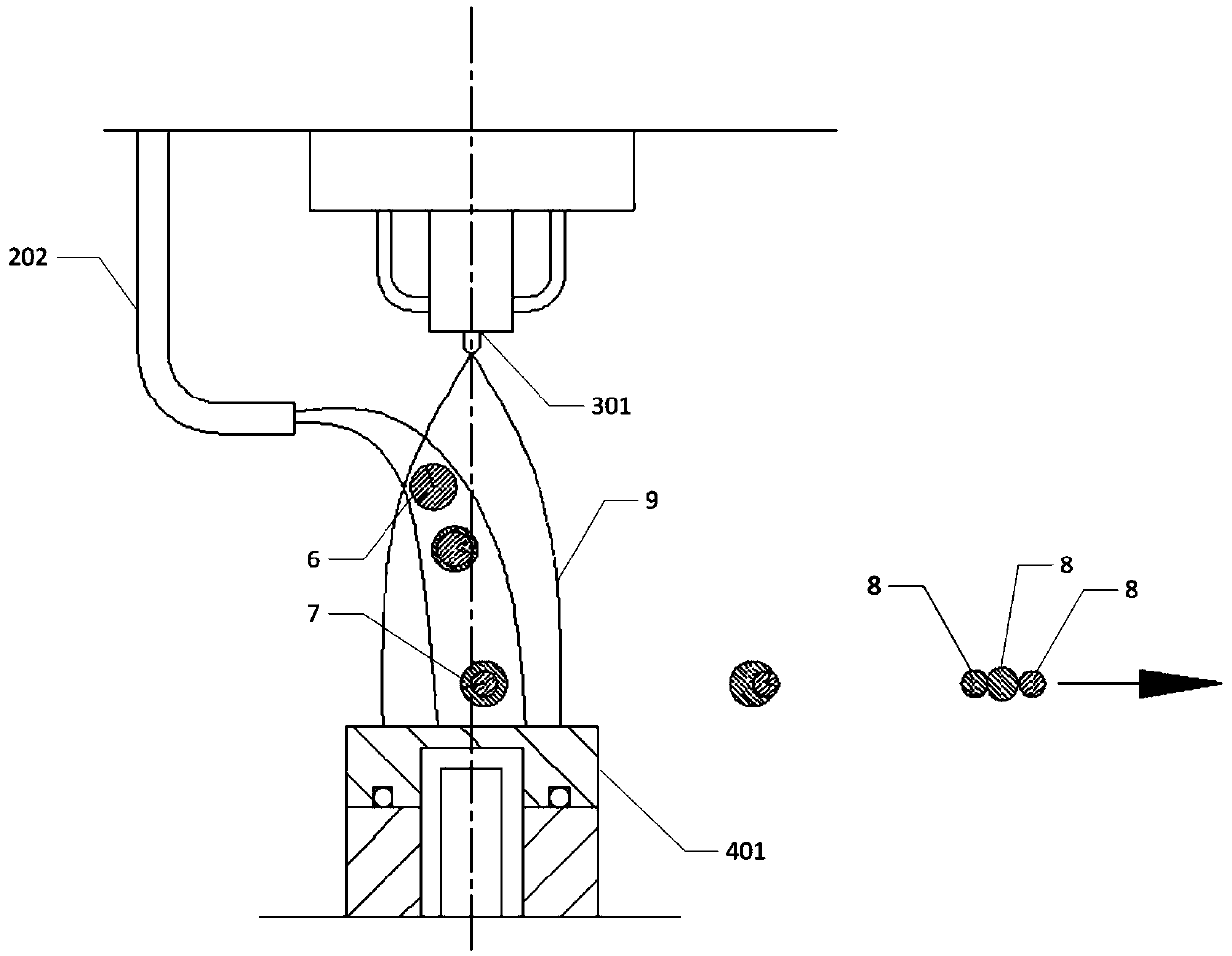 Device and method for preparing fine particle size metal powder through local melting of particles