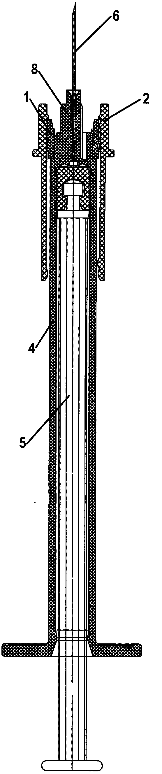 Sliding bush type needle head protection device and safety syringe