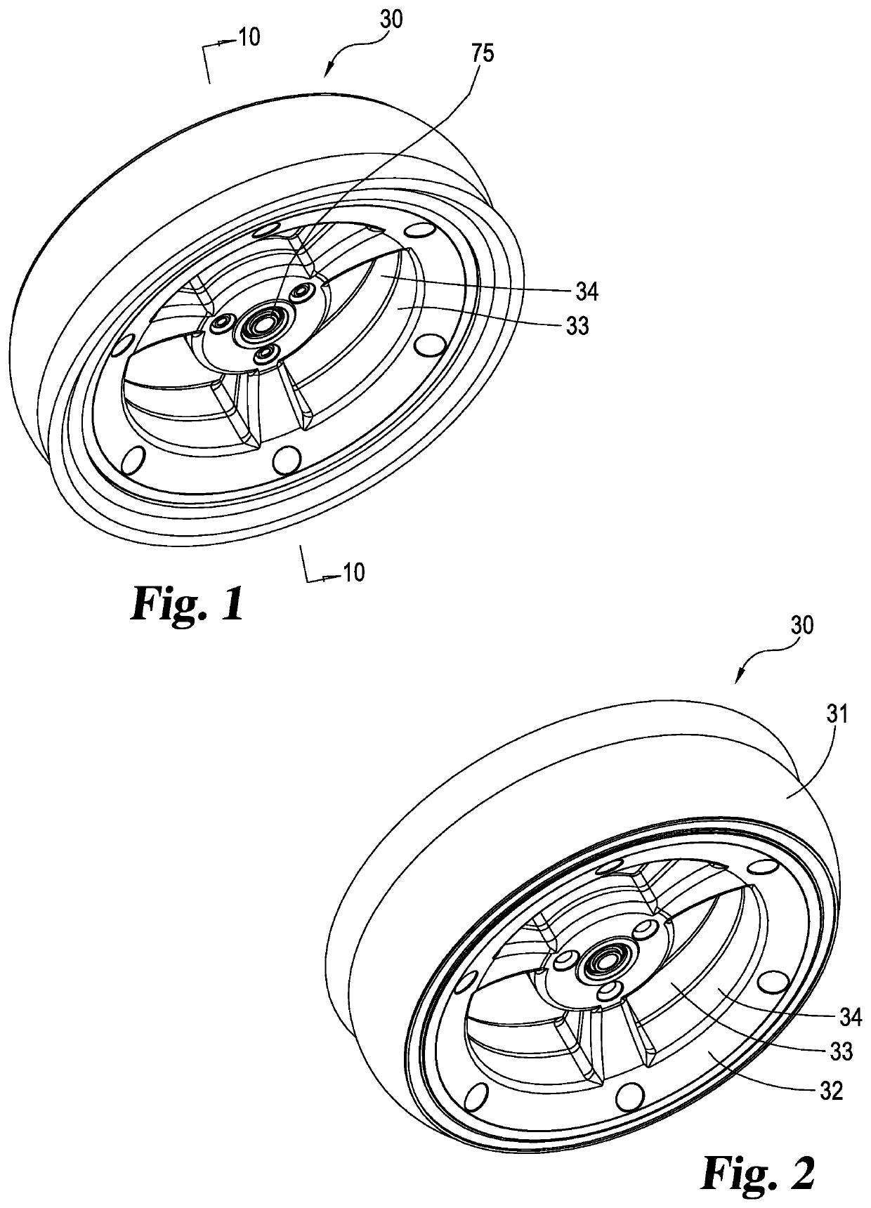 Two piece rim and tire connected assembly