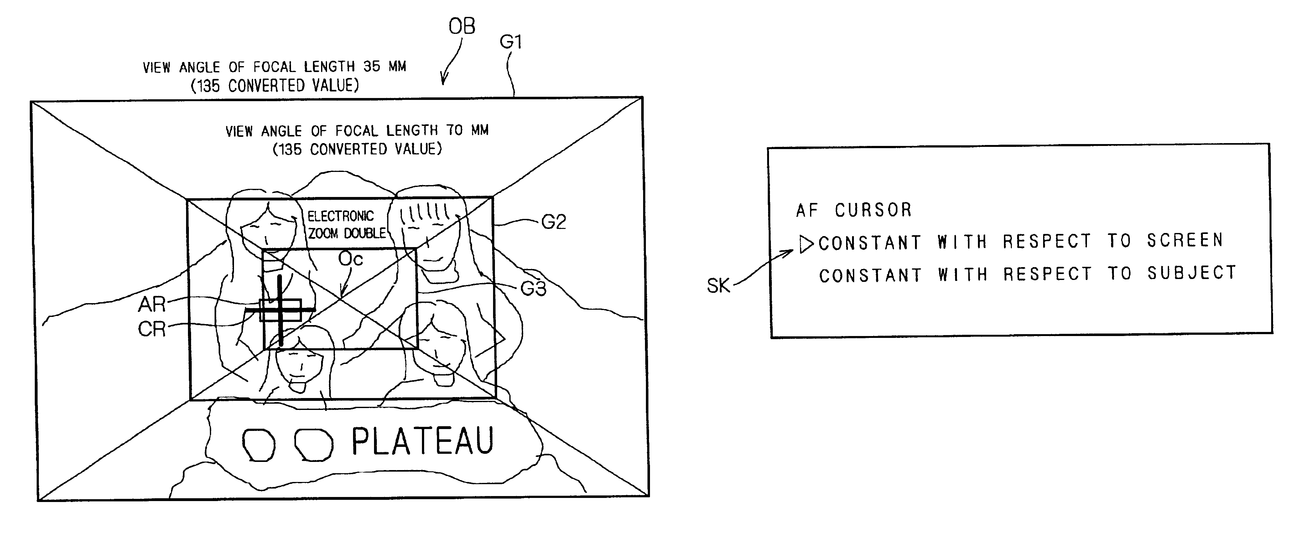 Digital camera having specifiable tracking focusing point