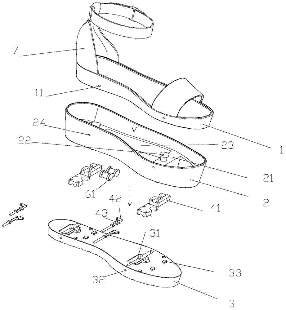 Easy to disassemble and transform to display see-through shoes