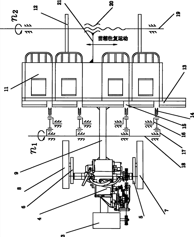 Wide- and narrow-row handheld rice transplanter with wide partition in seedling box