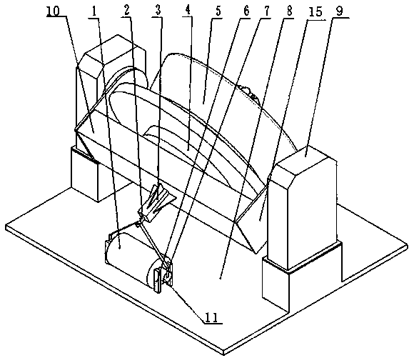 Roller shell surfacing welding positioner counterweight device