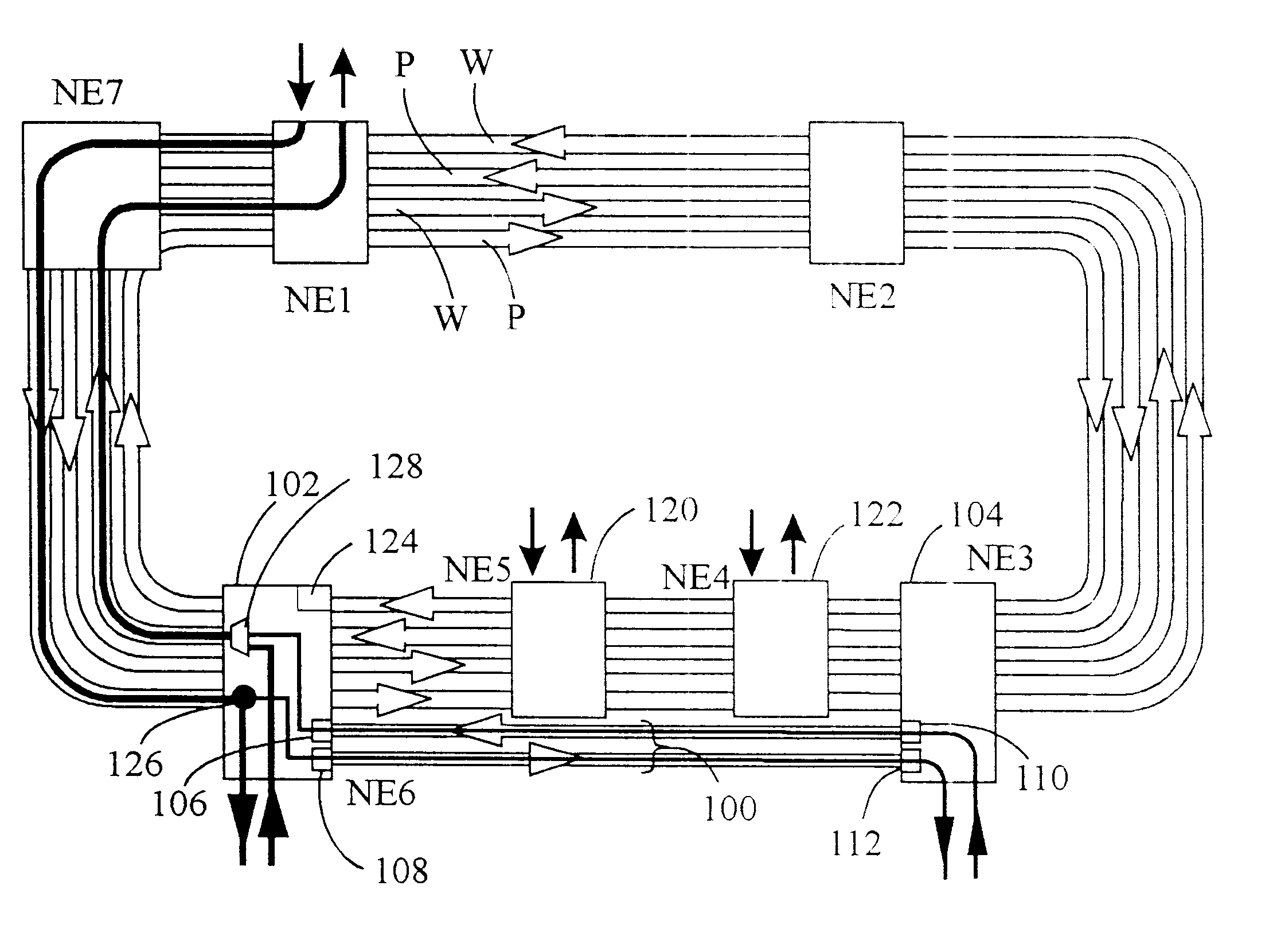 Optical ring protection having matched nodes and alternate secondary path