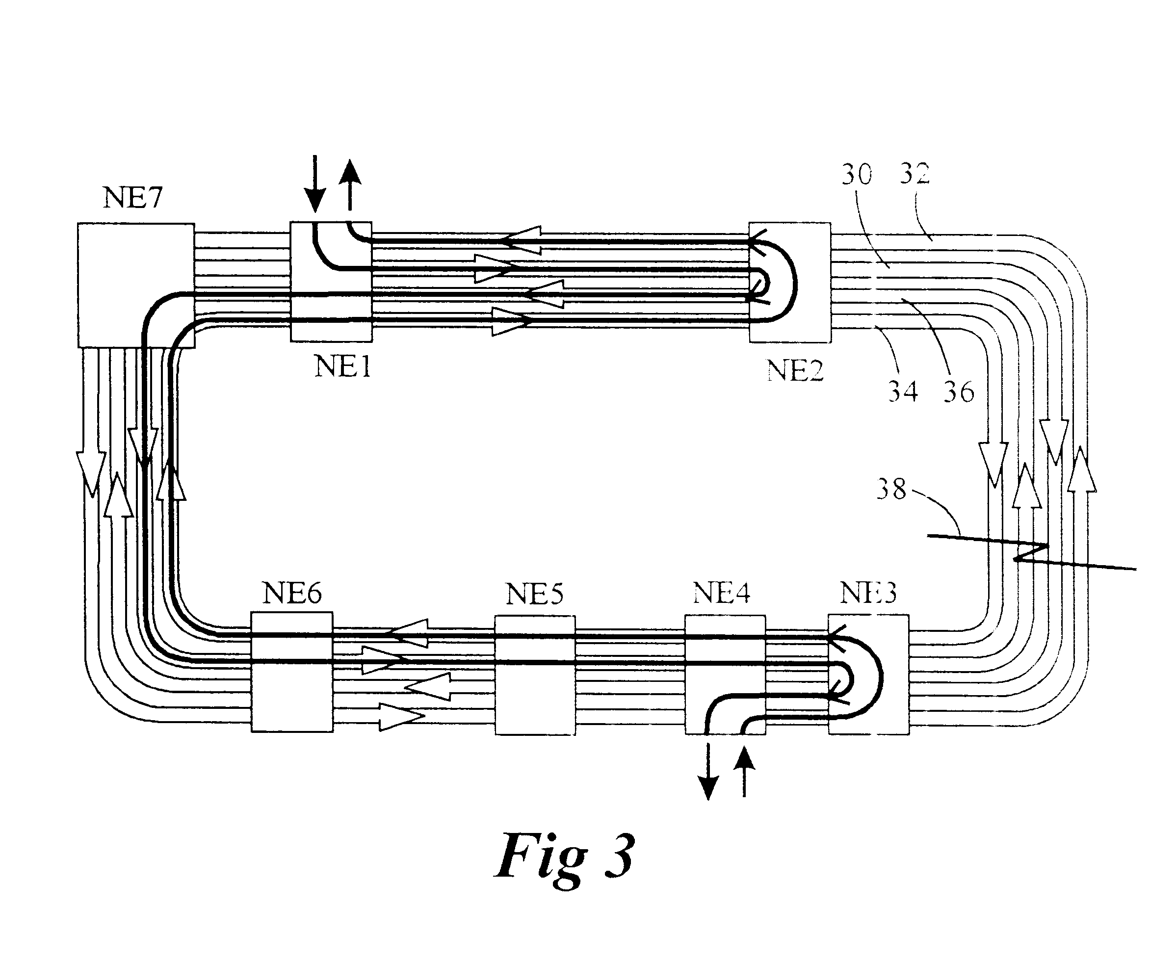 Optical ring protection having matched nodes and alternate secondary path