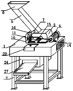 Camellia seed shell breaking device with washing function