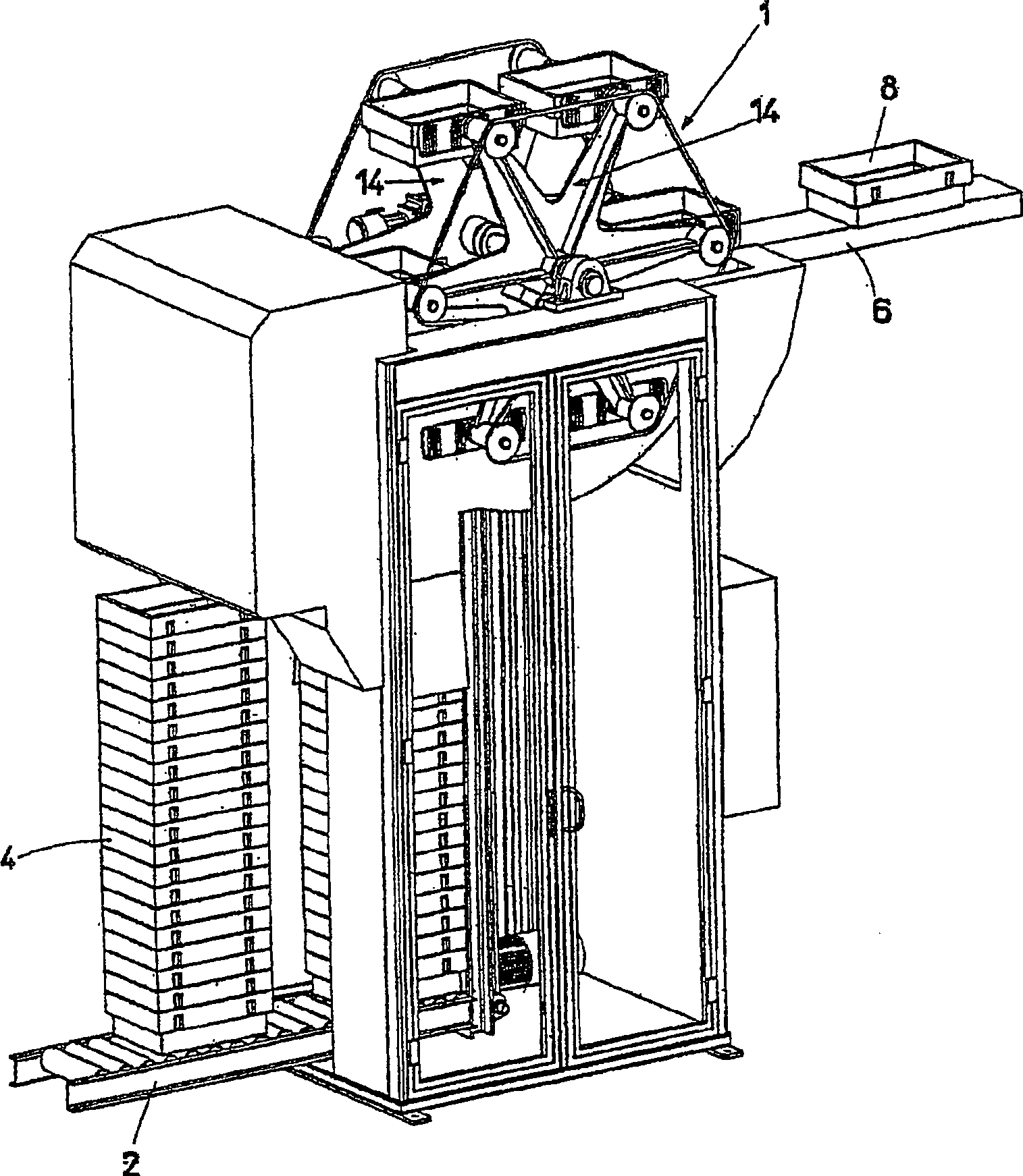 Device for stacking and unstacking objects