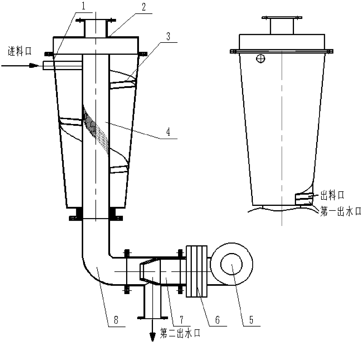 Hydrocycloneseparation dryer for solid-liquid separation of water-bearing granular materials