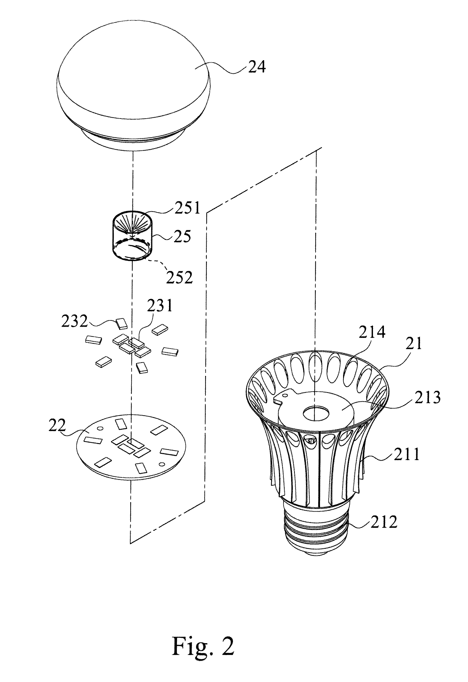 Uniform light emitting lamp structure