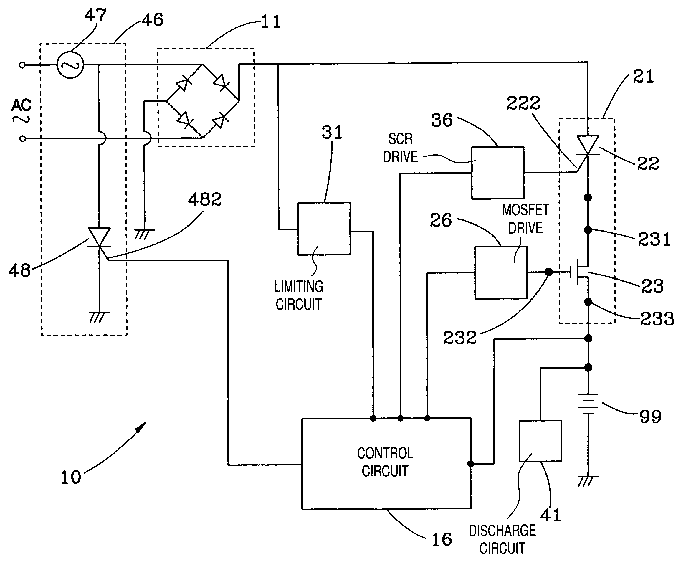 Battery charging and/or DC power supply circuitry