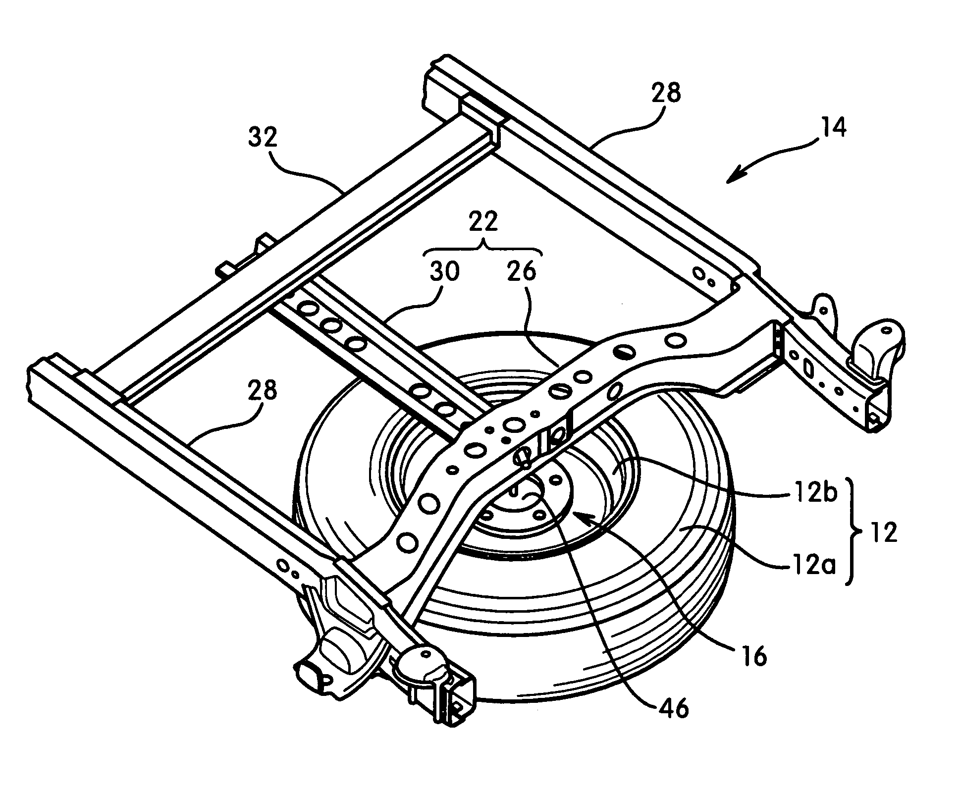 Vehicle spare tire pressure detection assembly