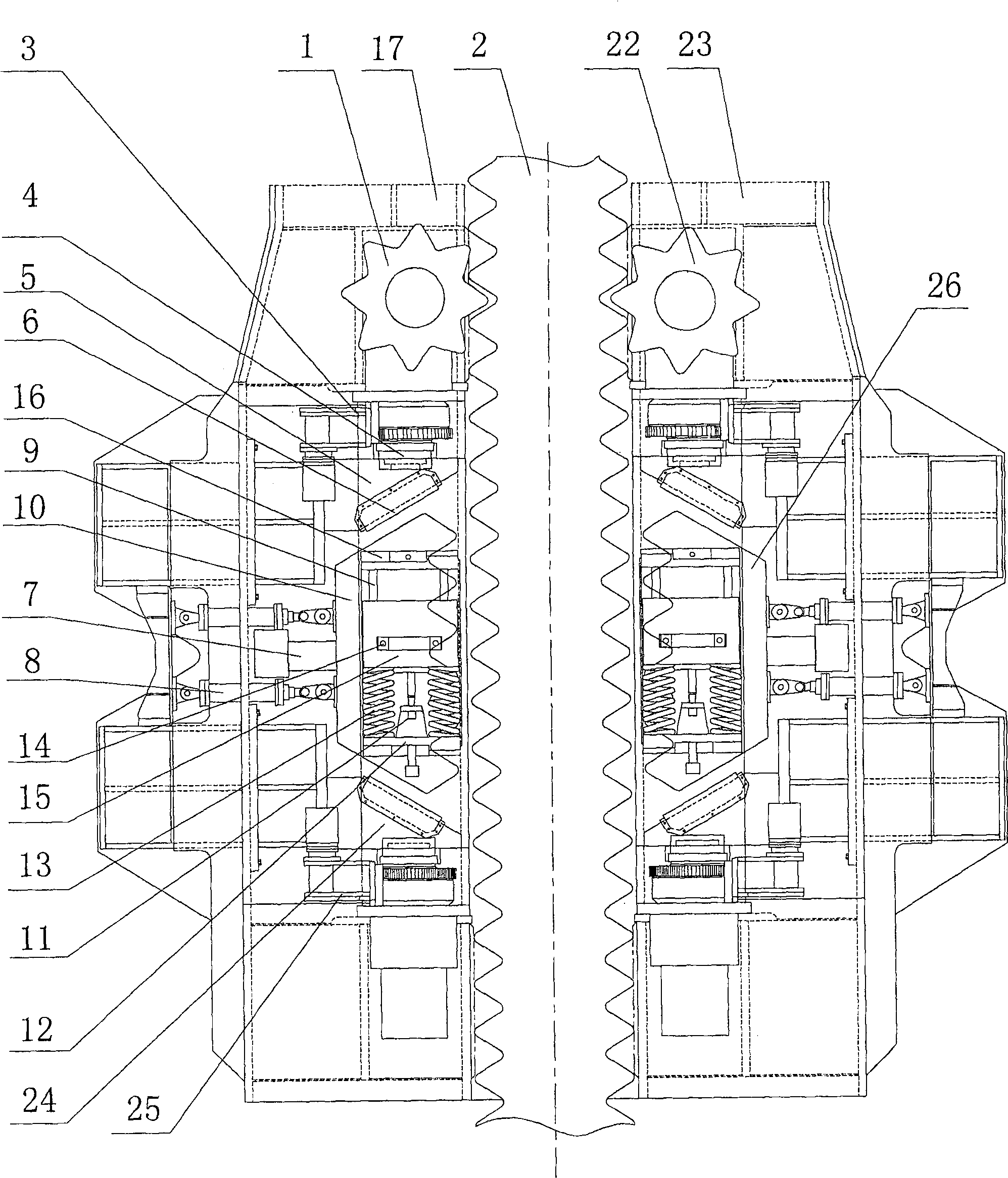 Vertical lifting and locking device