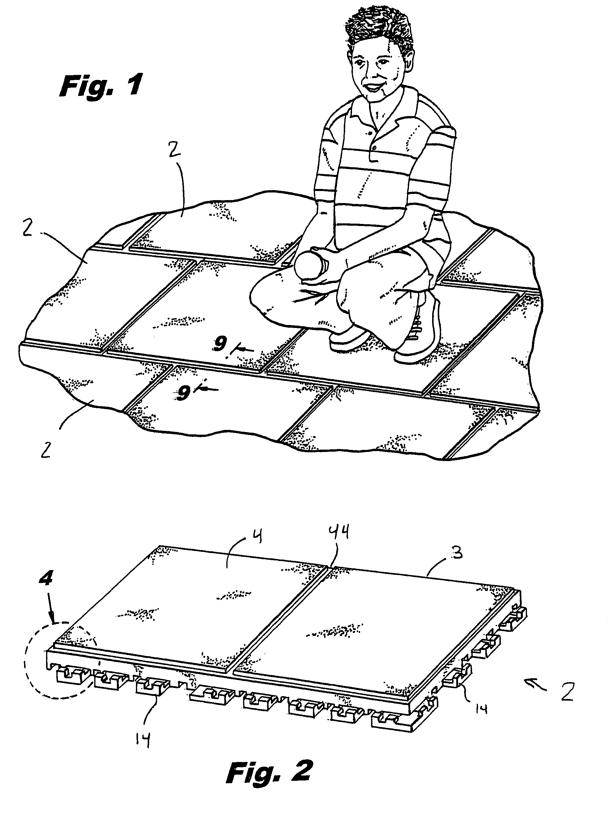 Interlocking rubber tiles for playgrounds