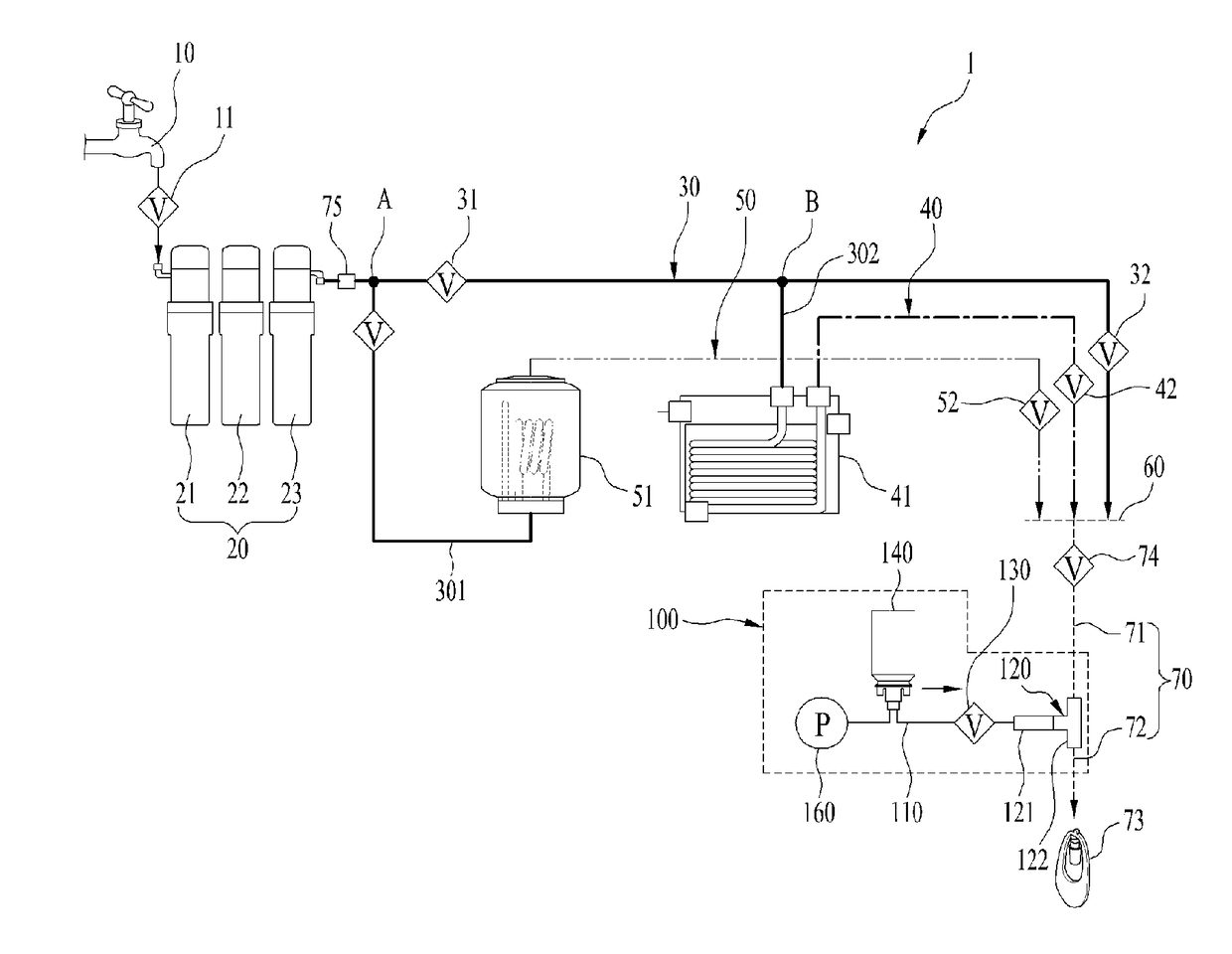 Drinking water supply device and method of controlling the same