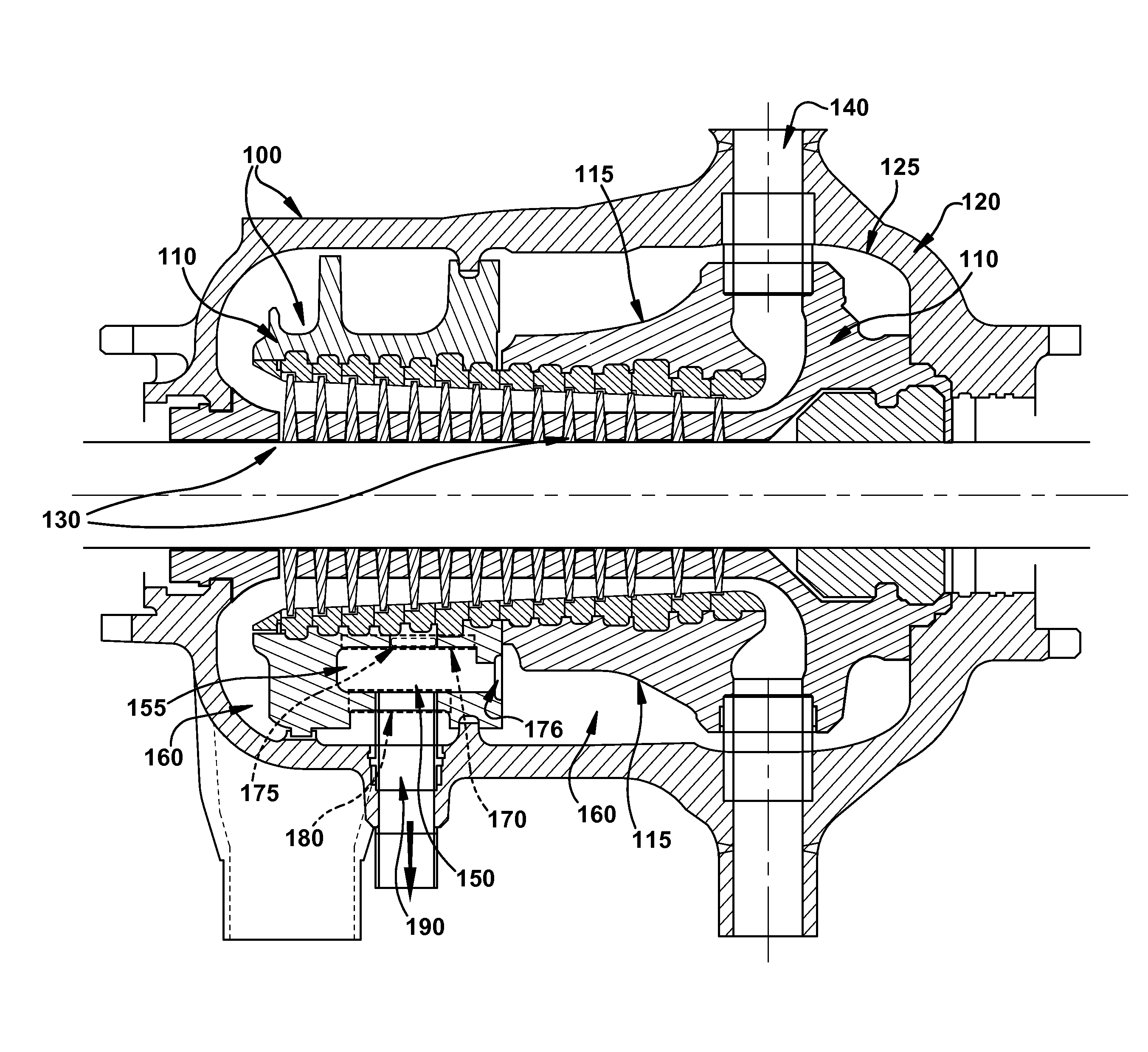 Modular turbomachine inner and outer casings with multi-stage steam extraction sites