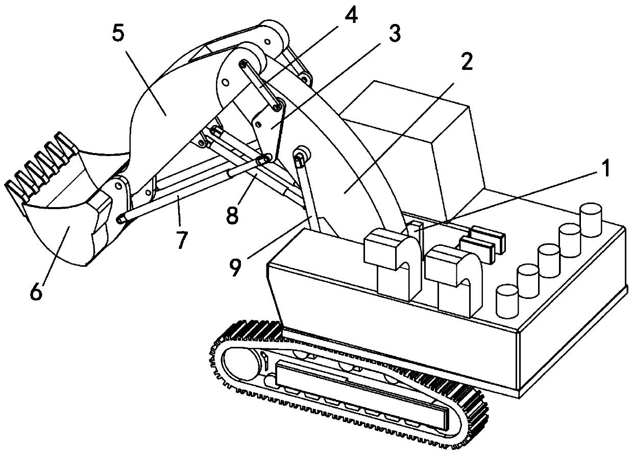 Three-degree-of-freedom twelve-rod hydraulic excavator