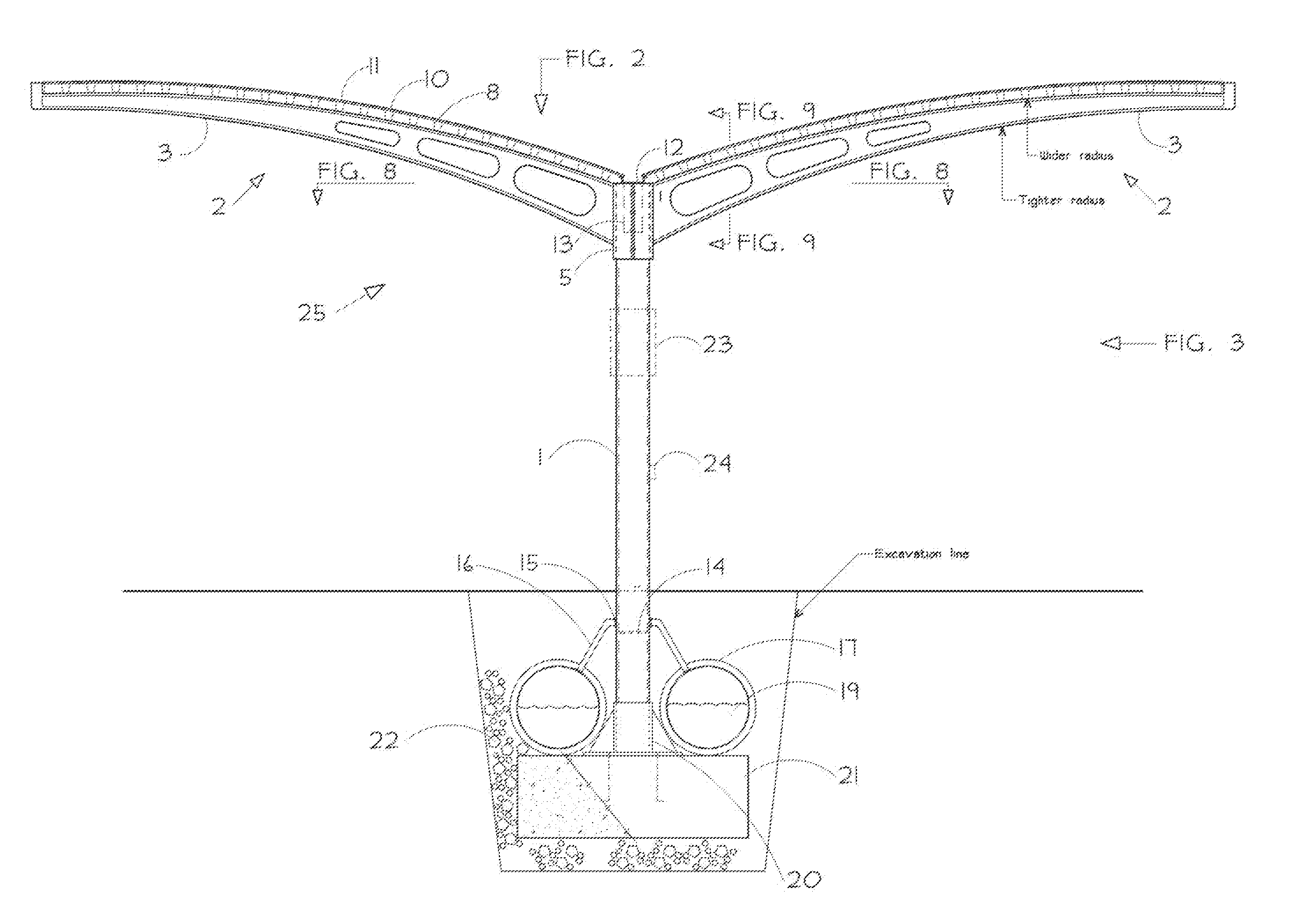 Arcuate-Winged Solar Canopy Assembly