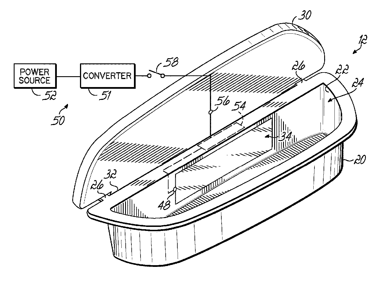 Automotive storage compartment having an electroluminescent lamp and method of making the same