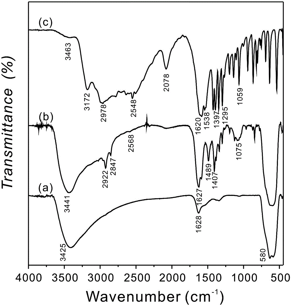 Supergravity preparation method of cysteine modified magnetic nano-material