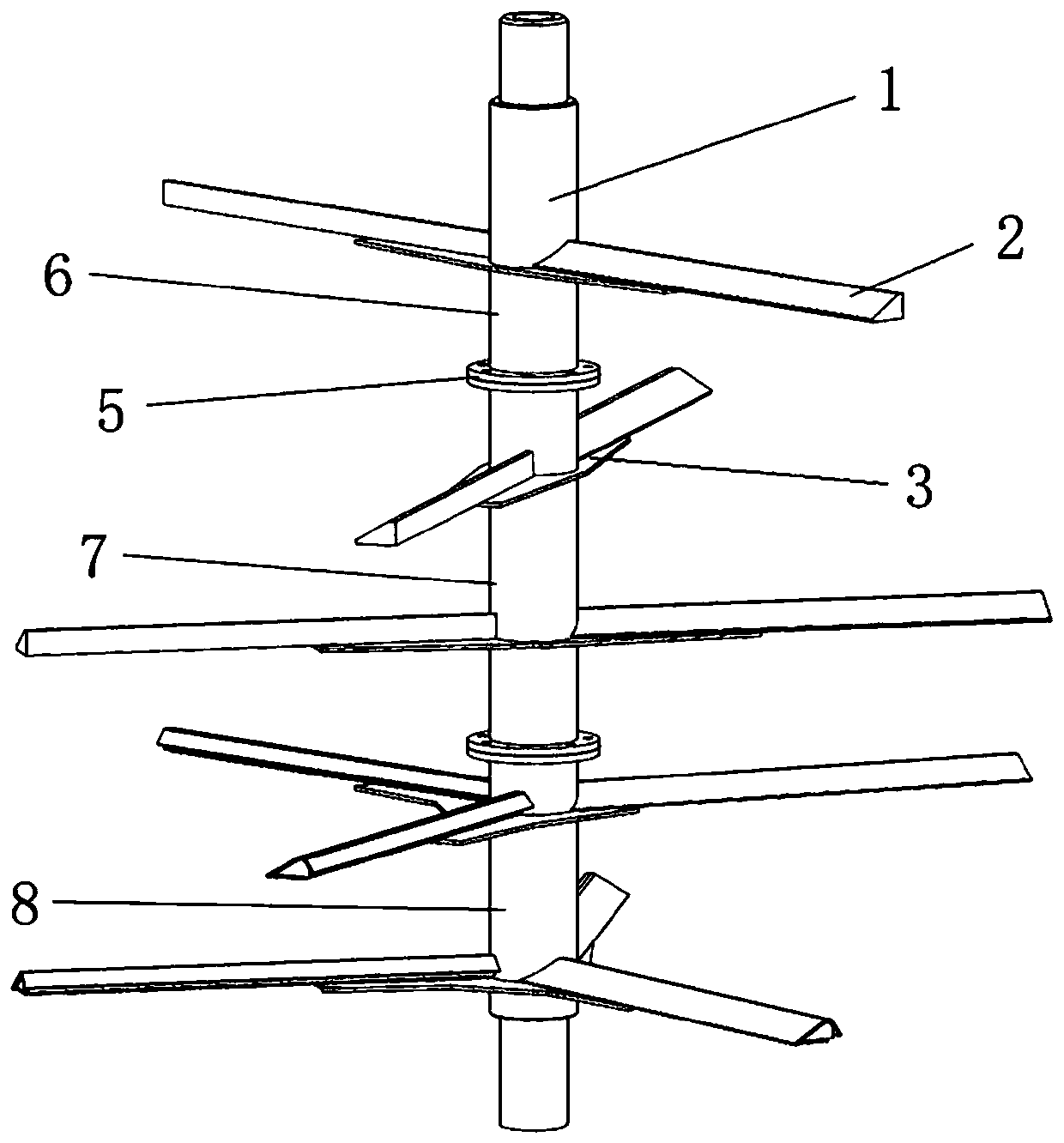 Stirring device for livestock and poultry excrement aerobic fermentation tank