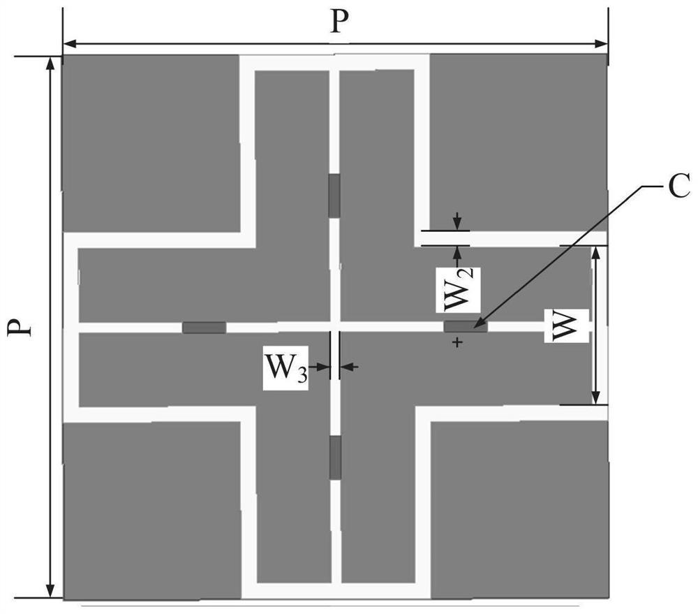 Passband reconfigurable absorption/transmission integrated frequency selective surface and basic unit