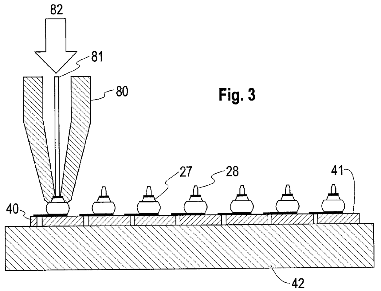 High density cantilevered probe for electronic devices