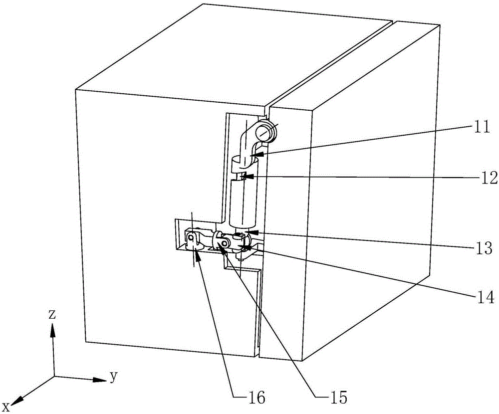 A hinge device that makes the door of the box body open and close according to the specified track