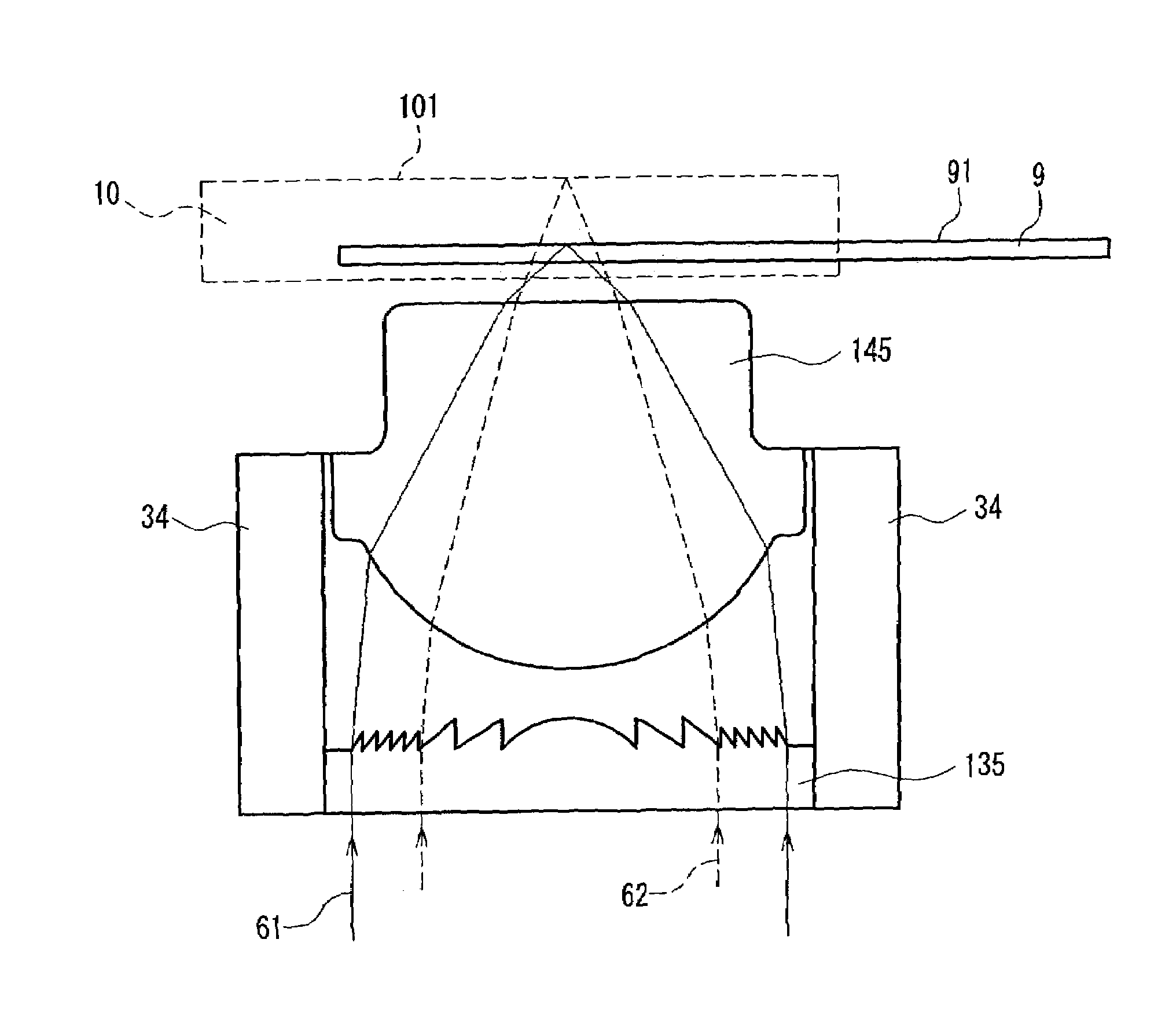 Complex objective lens compatible with information media of different thicknesses