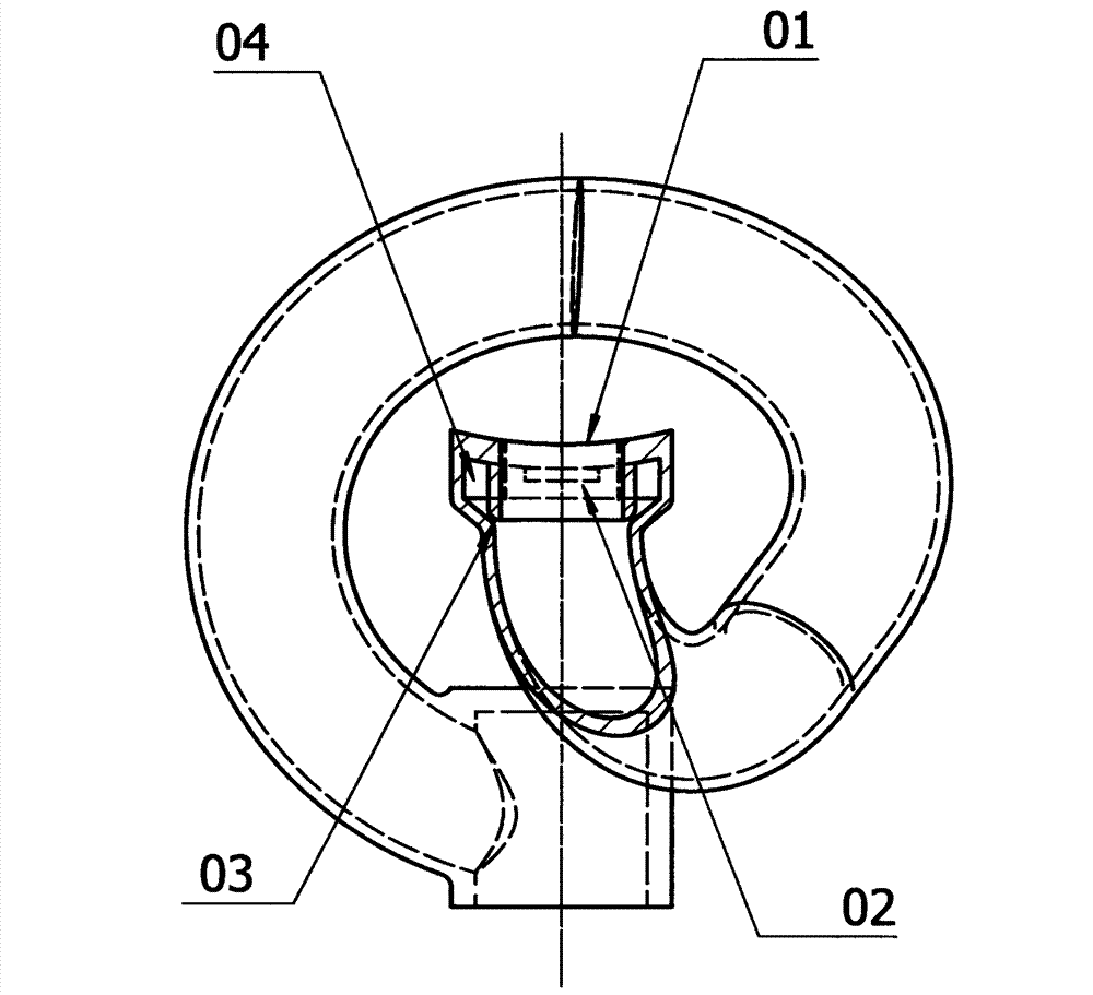 Energy-saving toilet with three-dimensional large-radian drainage elbow pipe