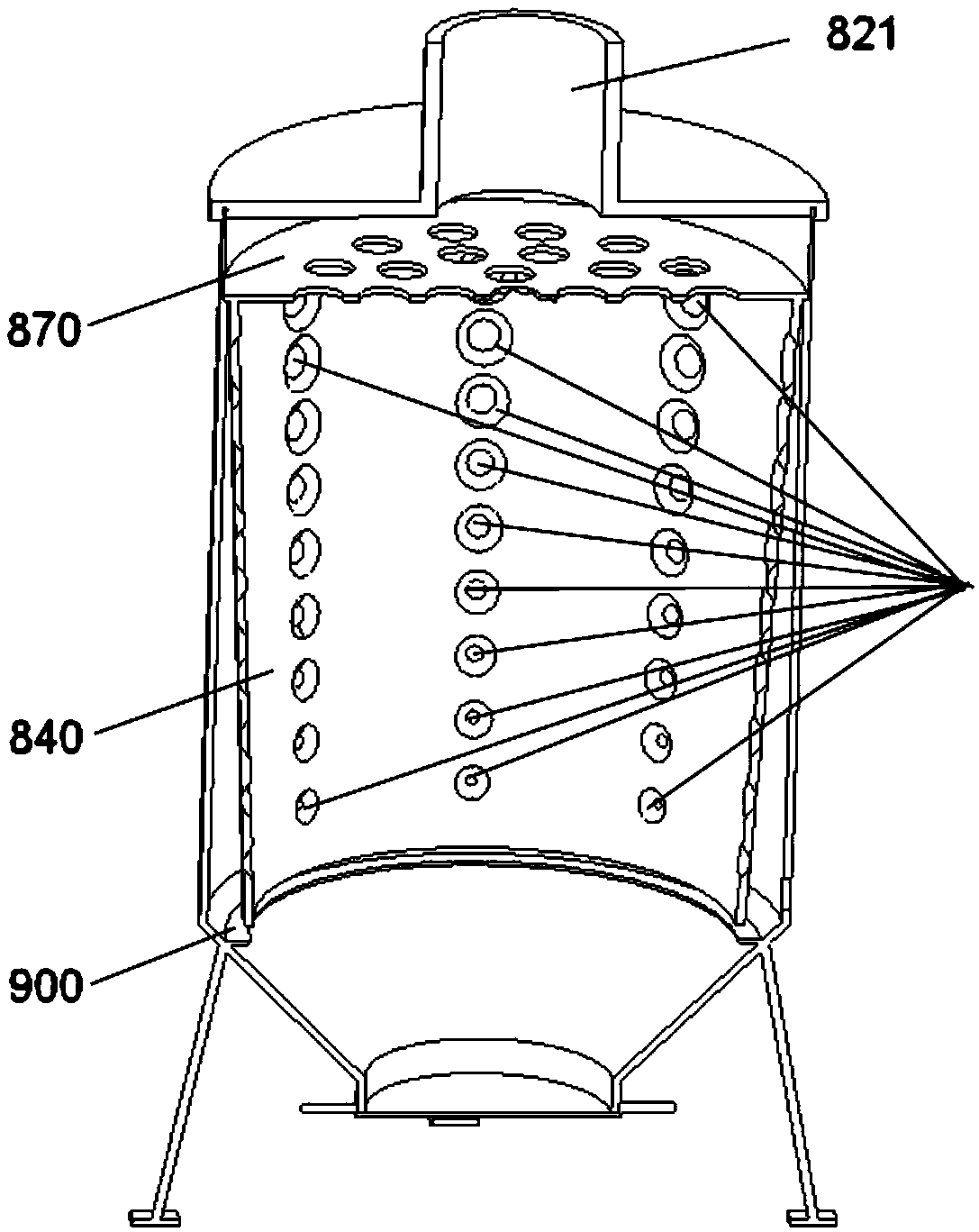 Dust removal device and high-temperature waste gas treatment equipment