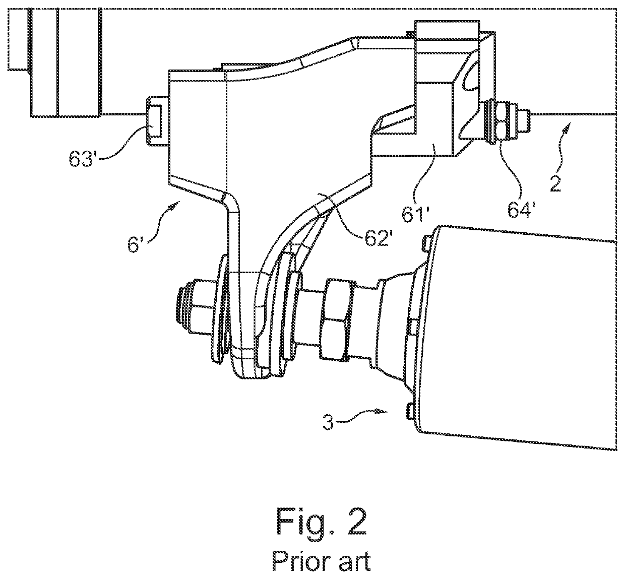 Holder for mounting a second part on a main structure between car body ends of a rail vehicle