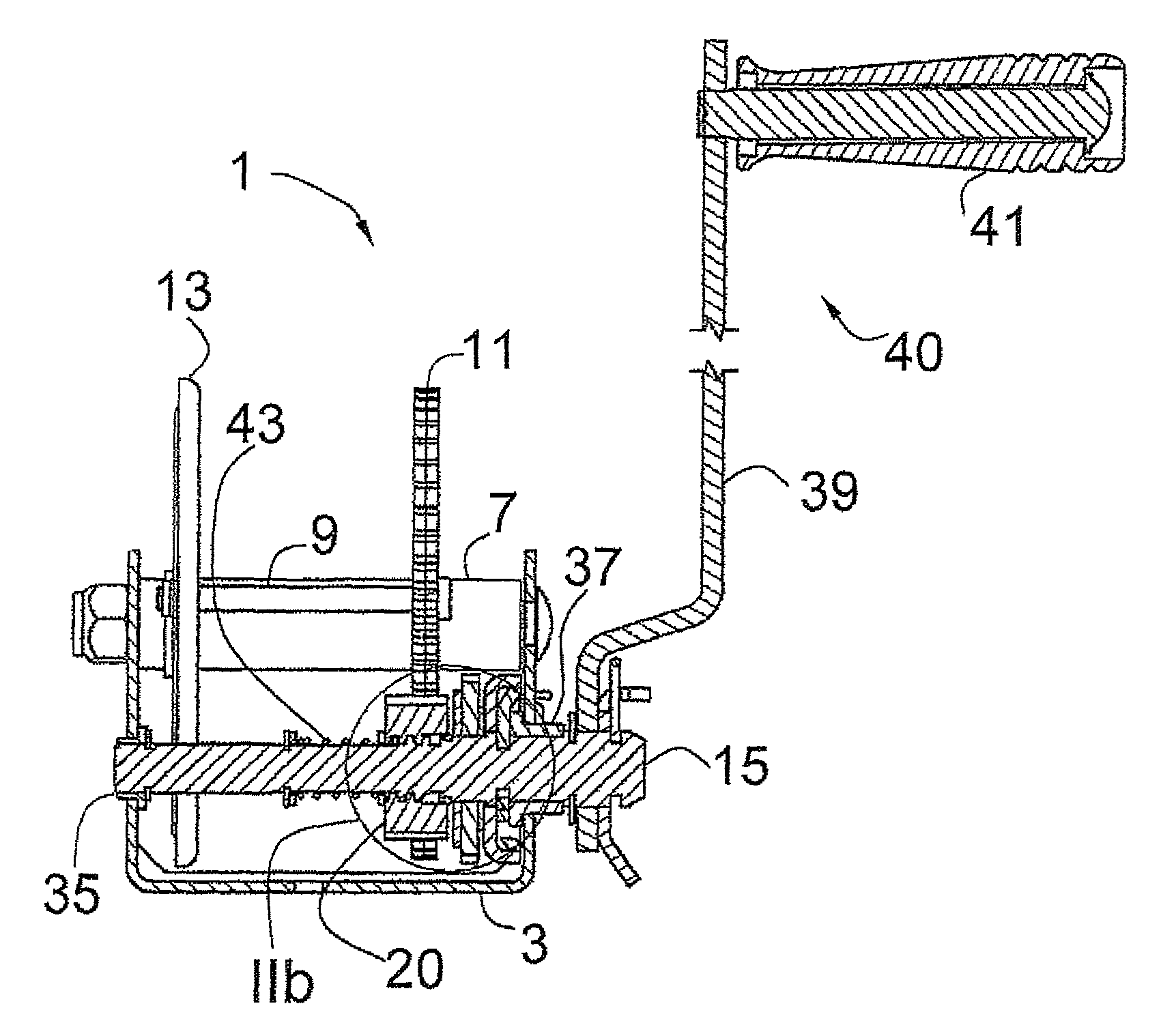 Hand winch with brake and freewheel