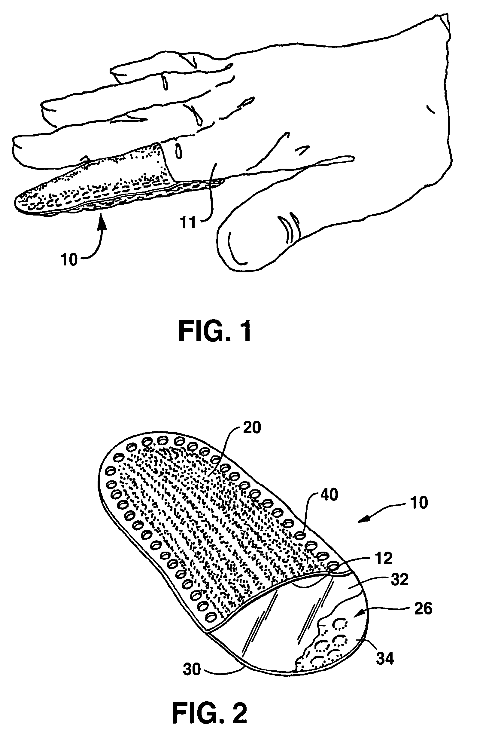 Finger wipe containing a composition in a rupturable reservoir