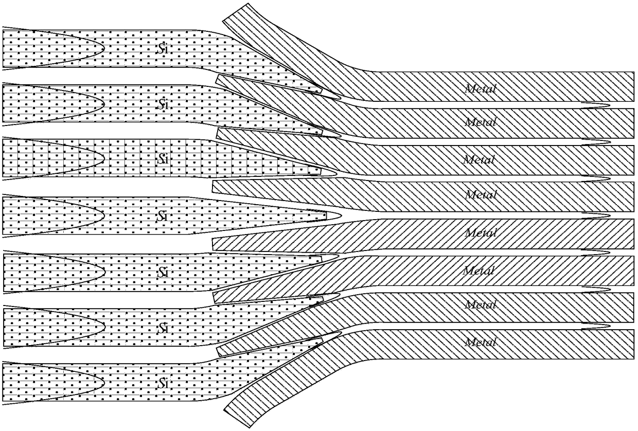 Optical phased array chip transmitter based on metal slit waveguides