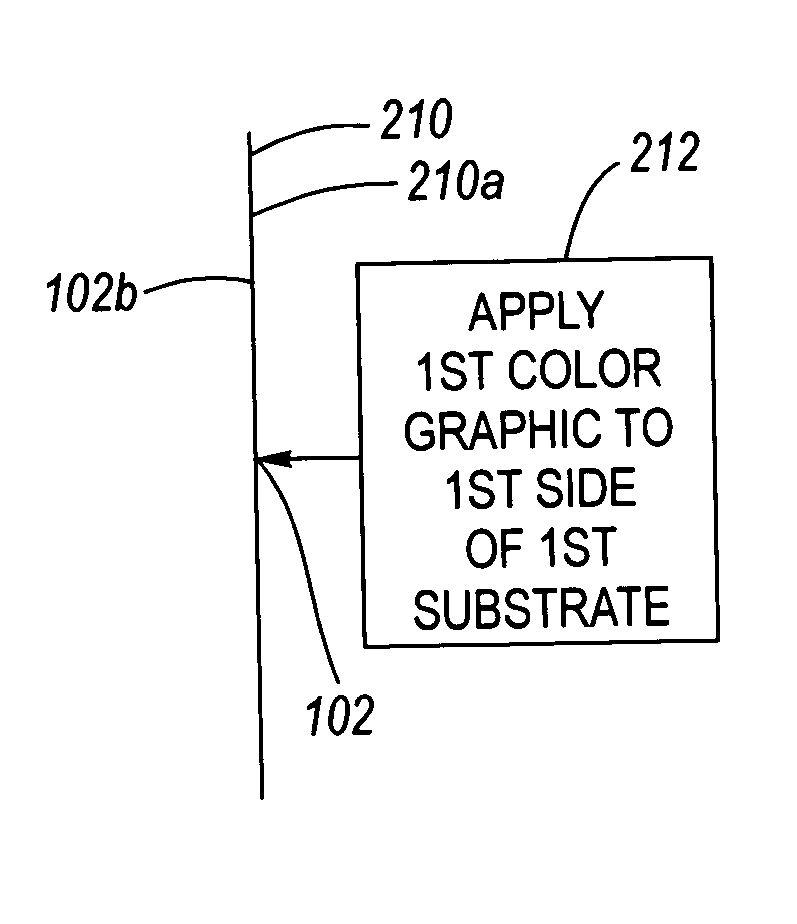 Superposed colors graphic for providing a continuous color fade transition between two colors