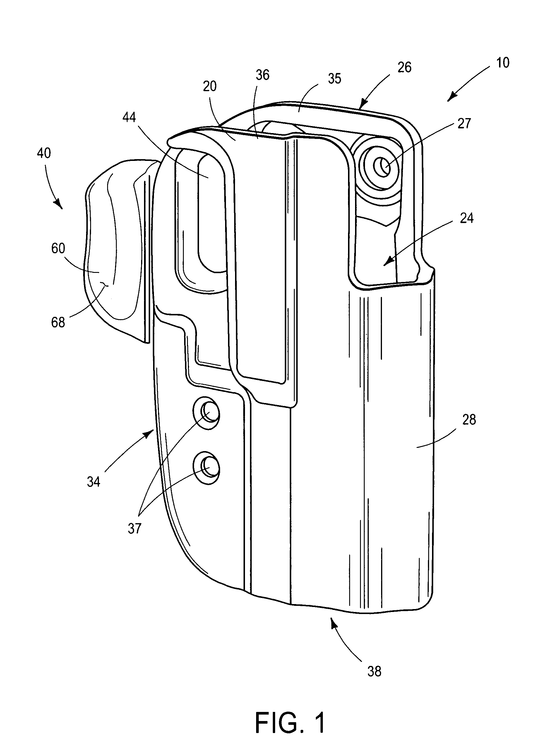 Finger-actuated handgun retention device for holster