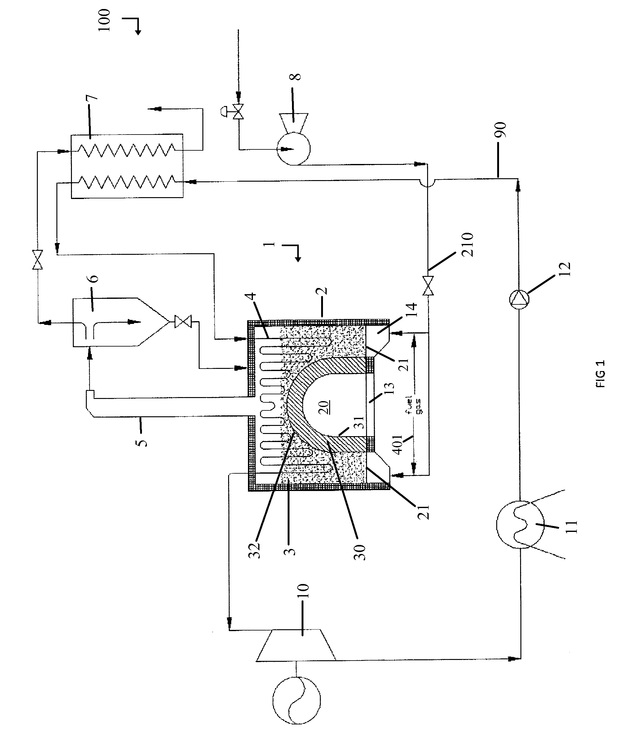 Device and method for storage and transfer of thermal energy originated from solar radiation based on fluidization of a bed of particles